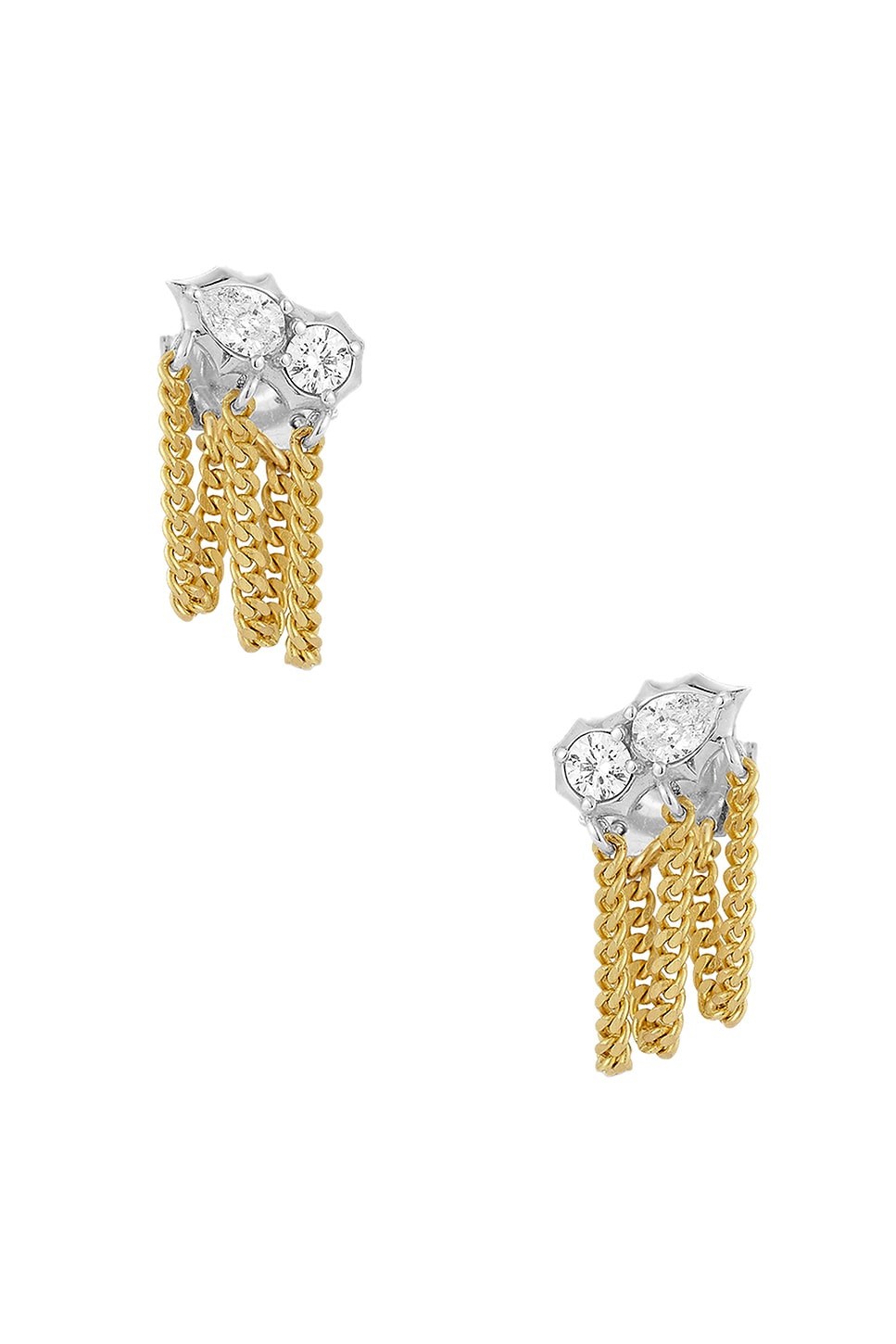 Image 1 of Jade Trau Posey Two Tone Chain Loop Earrings in 18k Gold & Platinum