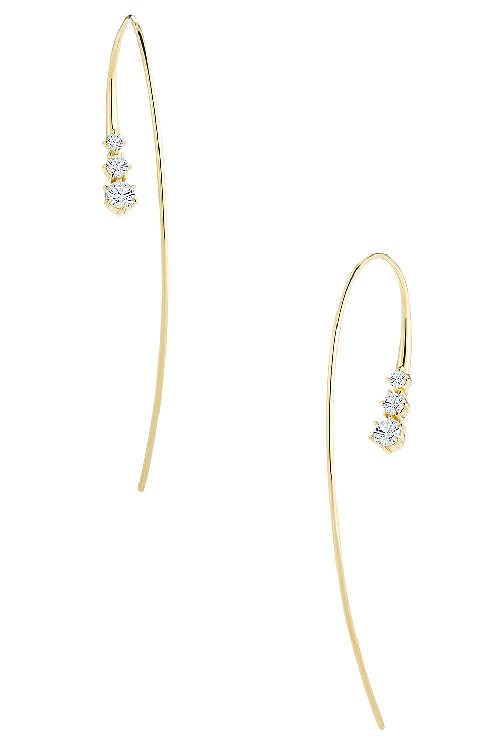 Image 1 of Jade Trau Three Stone Ara Hook Earrings in 18k Gold