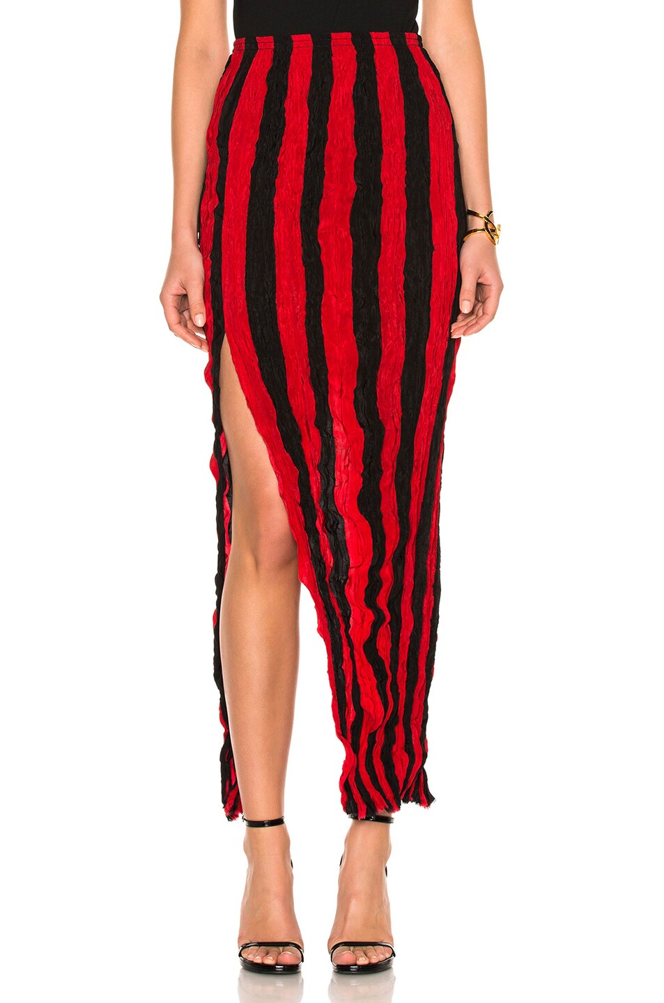 Image 1 of Juan Carlos Obando Crushed Ankle Length Skirt in Red
