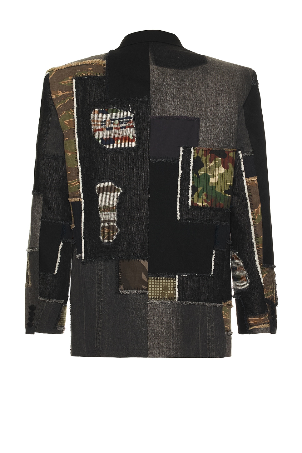 Denim And Multi Fabrics Patchwork Jacket - Thumbnail 3