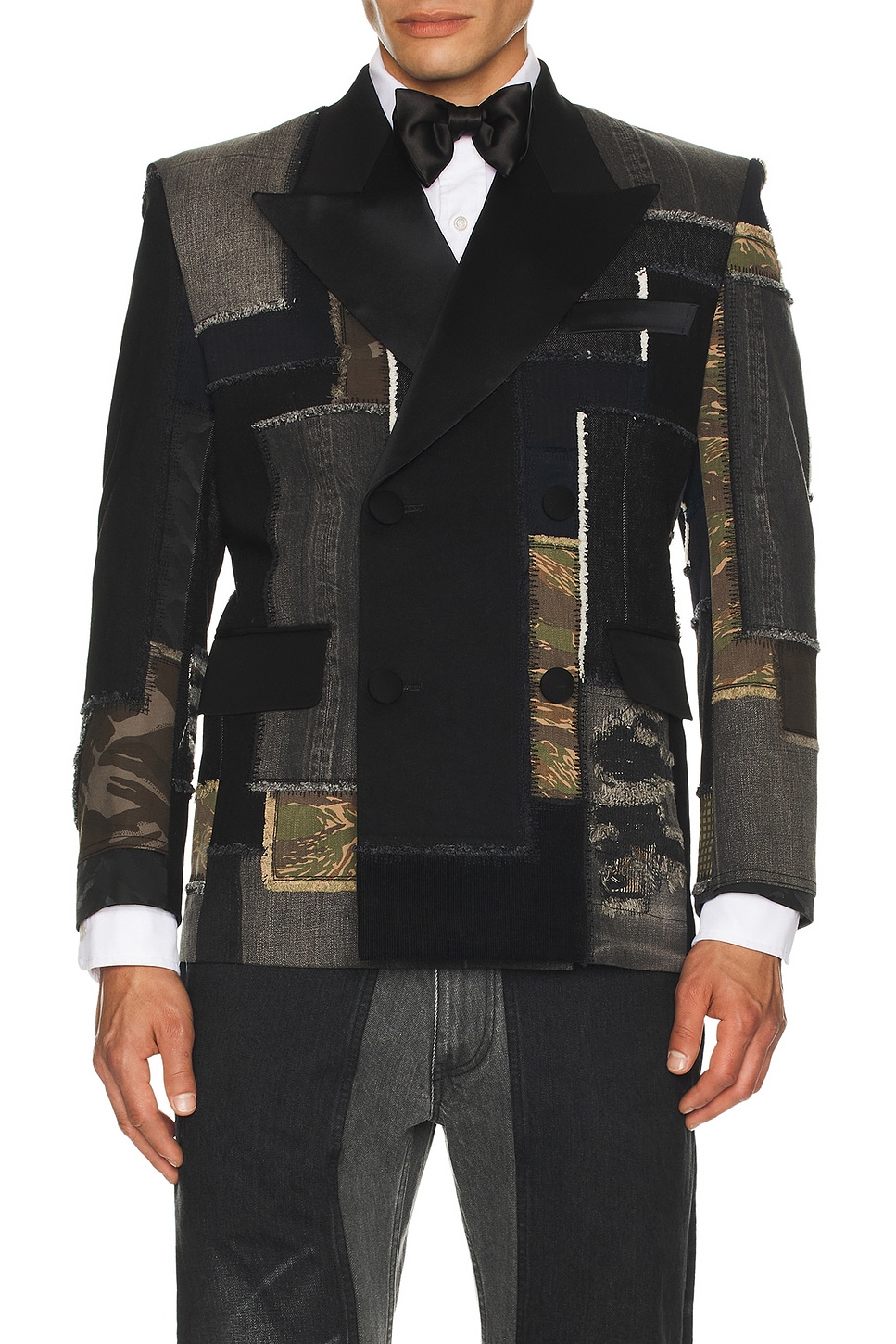 Denim And Multi Fabrics Patchwork Jacket - Thumbnail 5