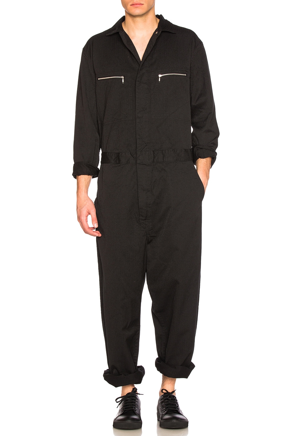 Image 1 of Junya Watanabe Cotton Polyester Herringbone Jumpsuit in Black