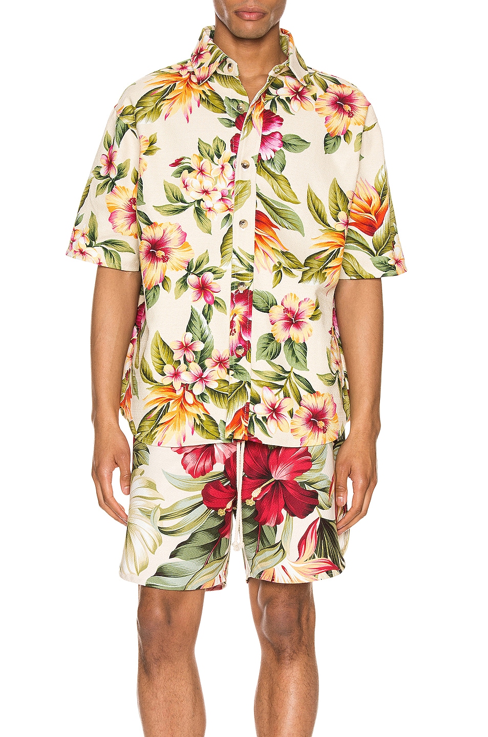 Image 1 of Jungle Kailo Short Sleeve Shirt in Cream Floral
