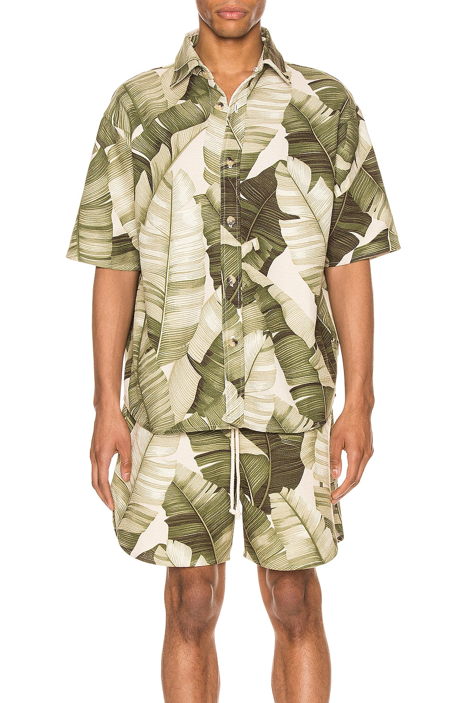 Image 1 of Jungle Kailo Short Sleeve Shirt in Cream Banana Leaf