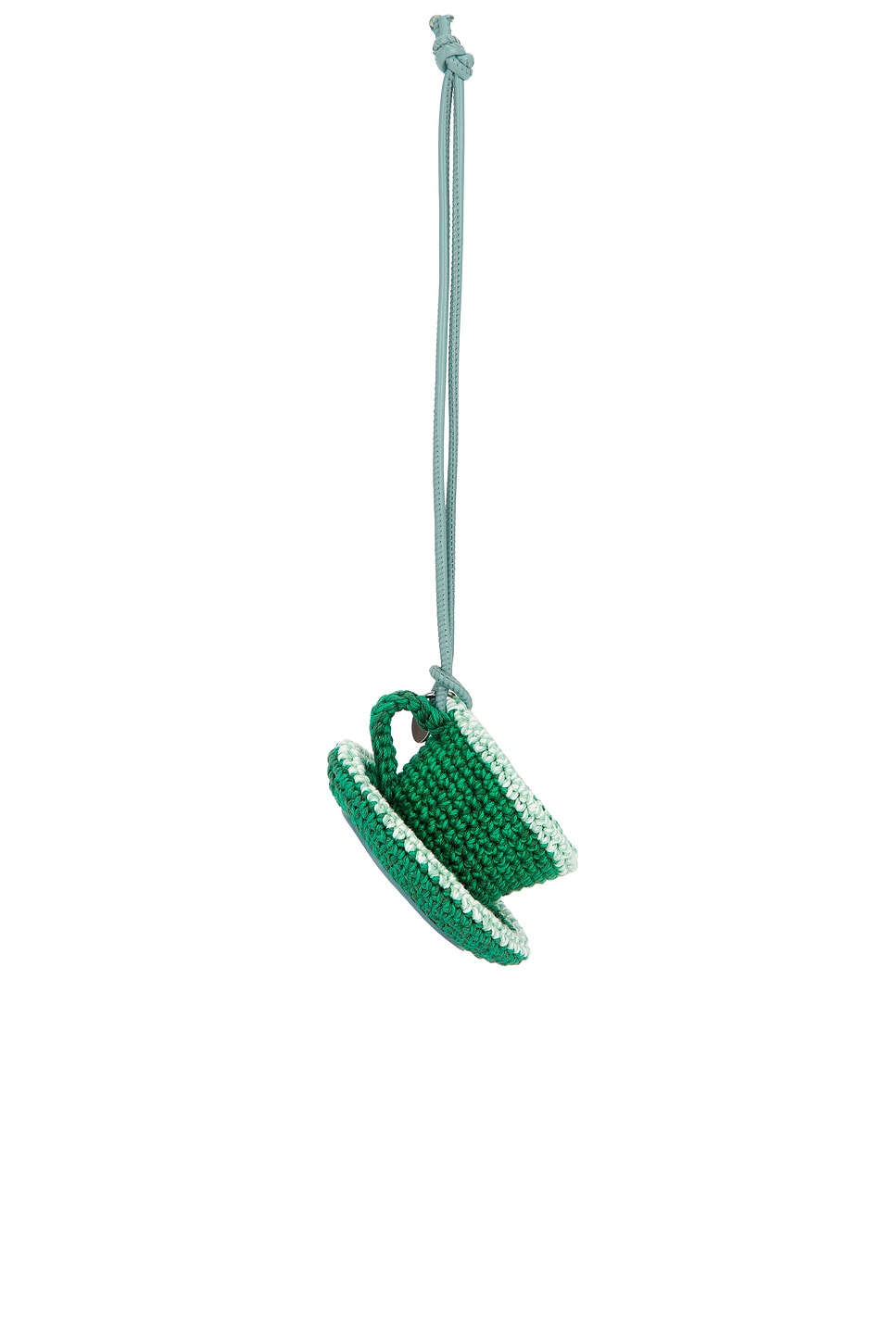 Jw Anderson Teacup-shaped Keychain With Leather Cord And Logo Detail In Green