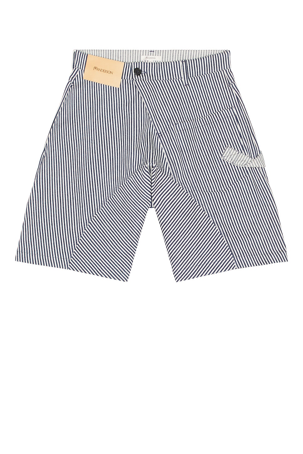 Image 1 of JW Anderson Twisted Workwear Shorts in Off White & Navy