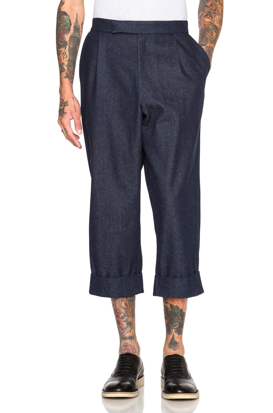 Image 1 of JW Anderson Crop Pleat Back Trousers in Indigo