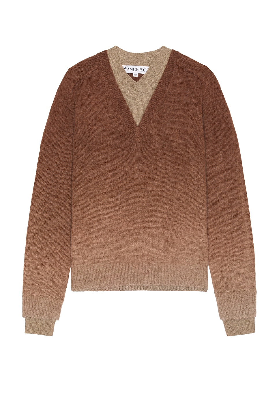 Image 1 of JW Anderson V-Neck Gradient Jumper in Chocolate Brown