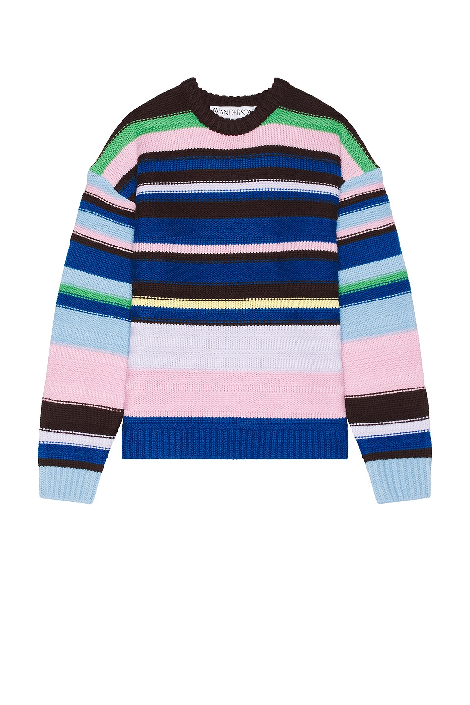 Image 1 of JW Anderson Multi Stripe Crew Neck Jumper in Blue & Multi