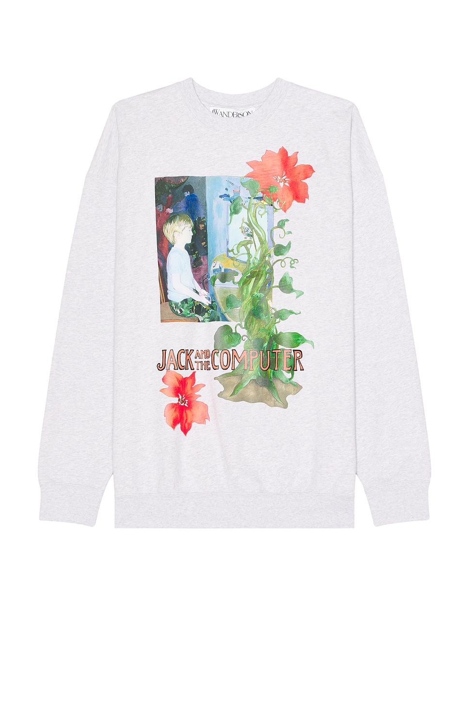 Image 1 of JW Anderson Relaxed Fit Printed Sweatshirt in Light Grey Melange