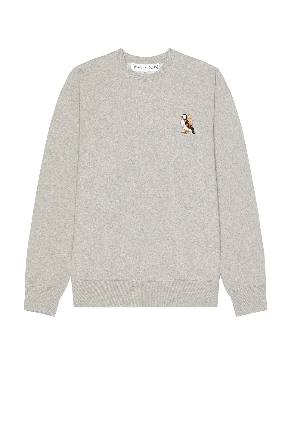 Image 1 of JW Anderson Puffin Embroidery Sweatshirt in Mid Grey Melange