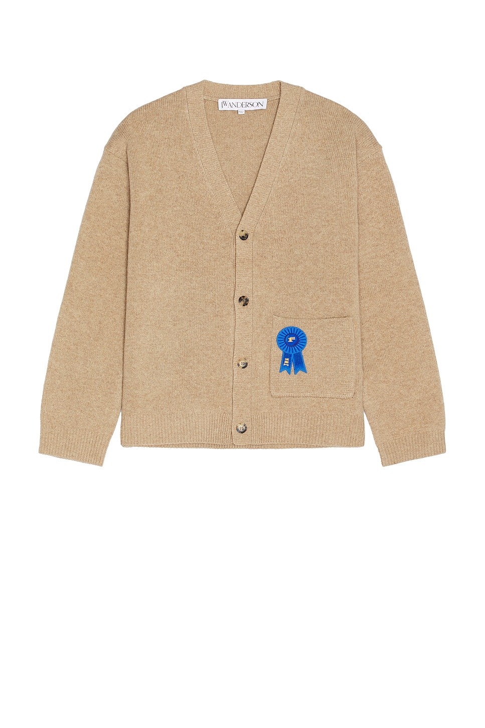 Image 1 of JW Anderson Rosette Patch Pocket Cardigan in Beige