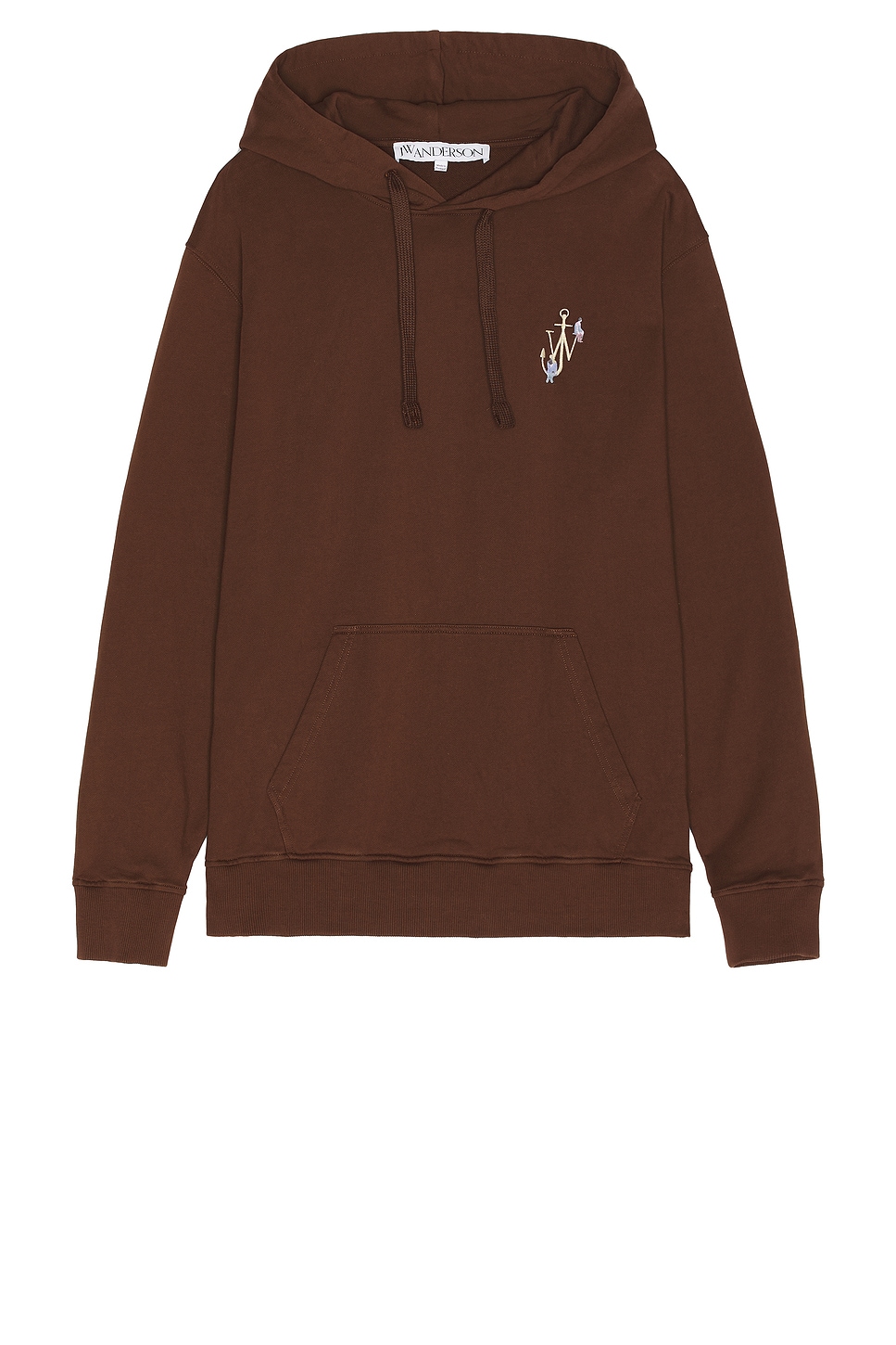 Image 1 of JW Anderson Anchor Embroidery Back Print Hoodie in Brown