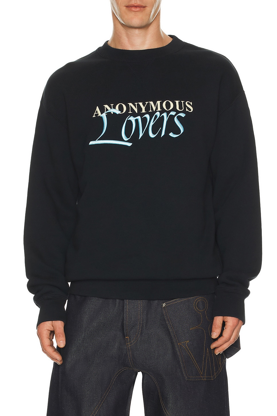 Image 1 of JW Anderson Anonymous Lovers Sweatshirt in Washed Black
