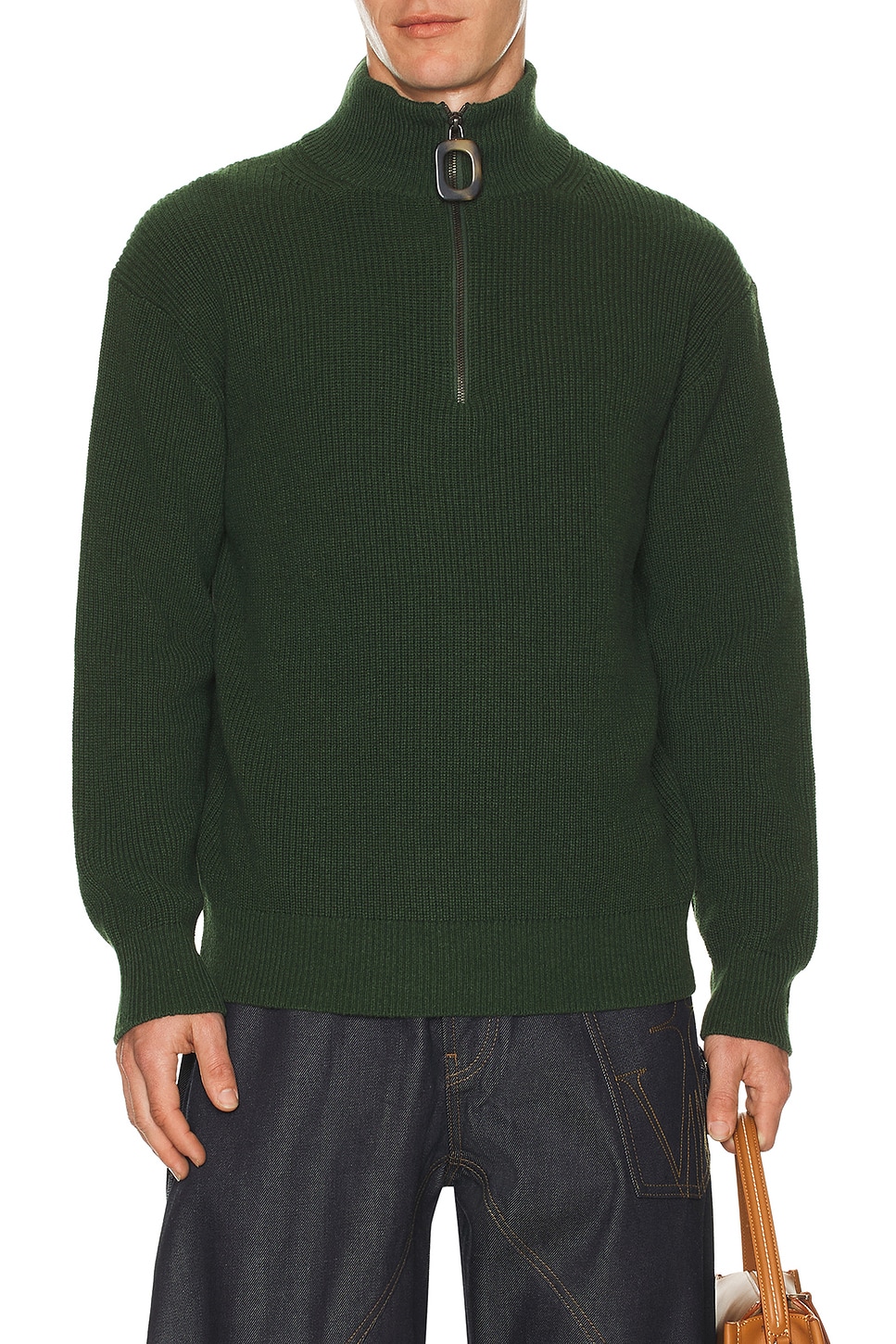 Image 1 of JW Anderson Half Zip Jumper in Pine