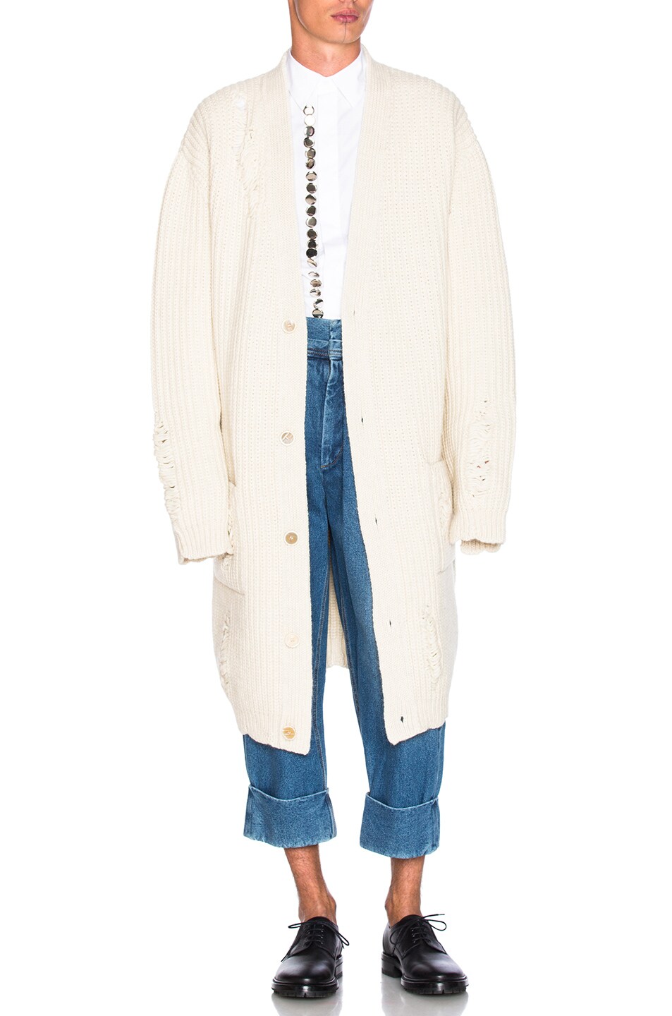 Image 1 of JW Anderson Laddered Detail Cardigan in Off White
