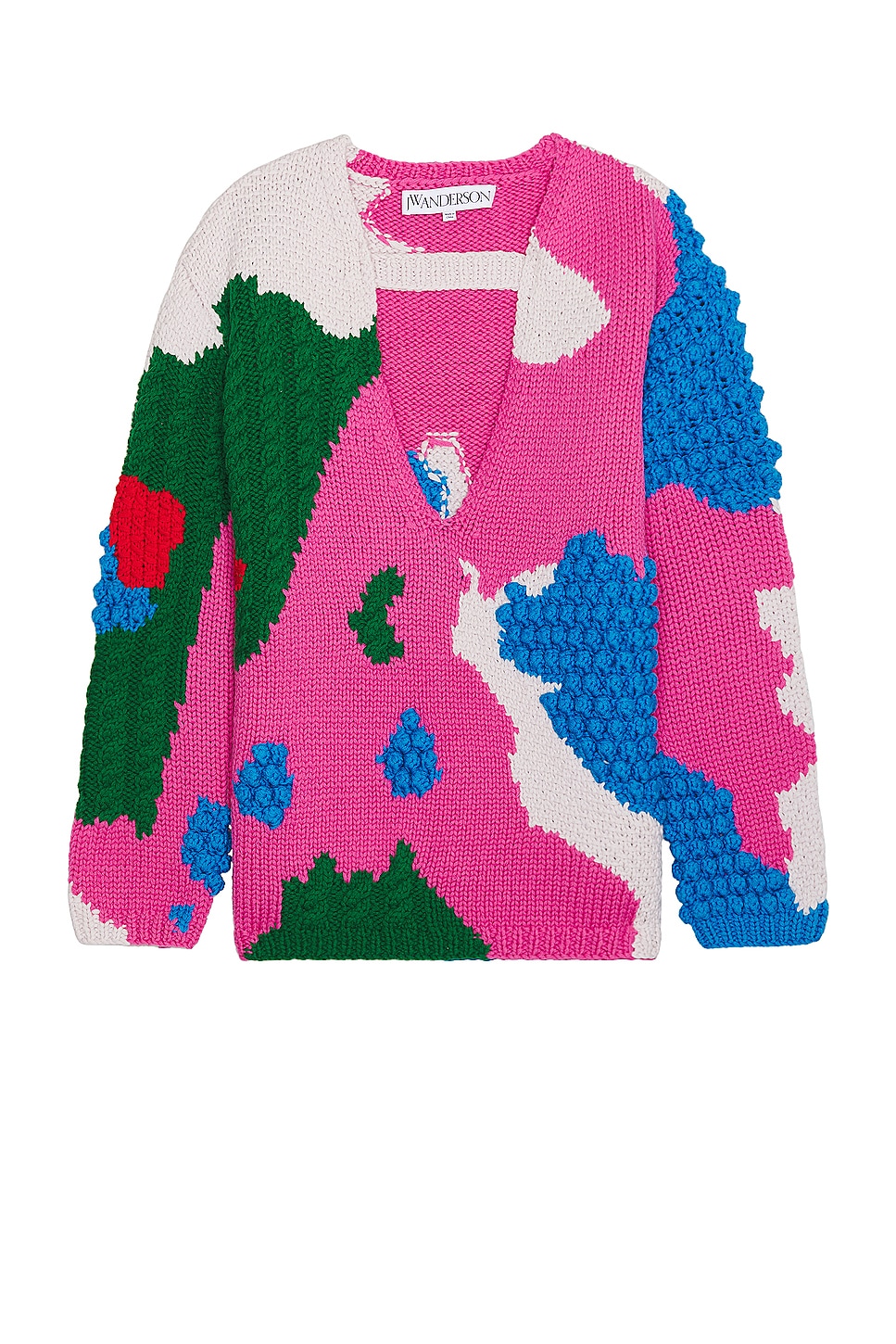 Image 1 of JW Anderson Textured V Cutout Jumper in Pink & Multi