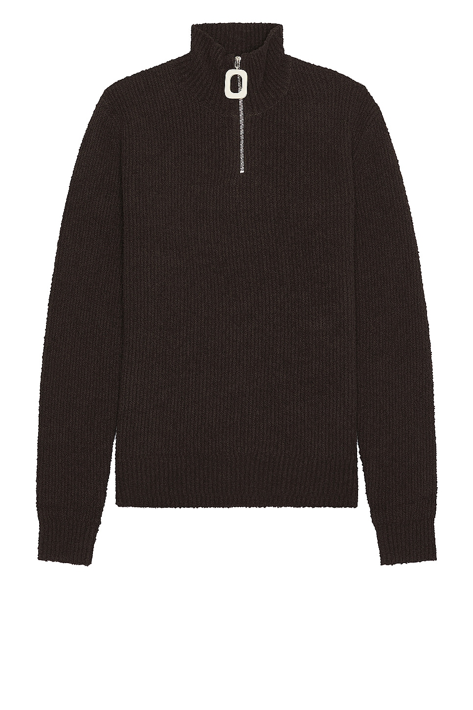 Image 1 of JW Anderson Boucle Henley Jumper in Brown