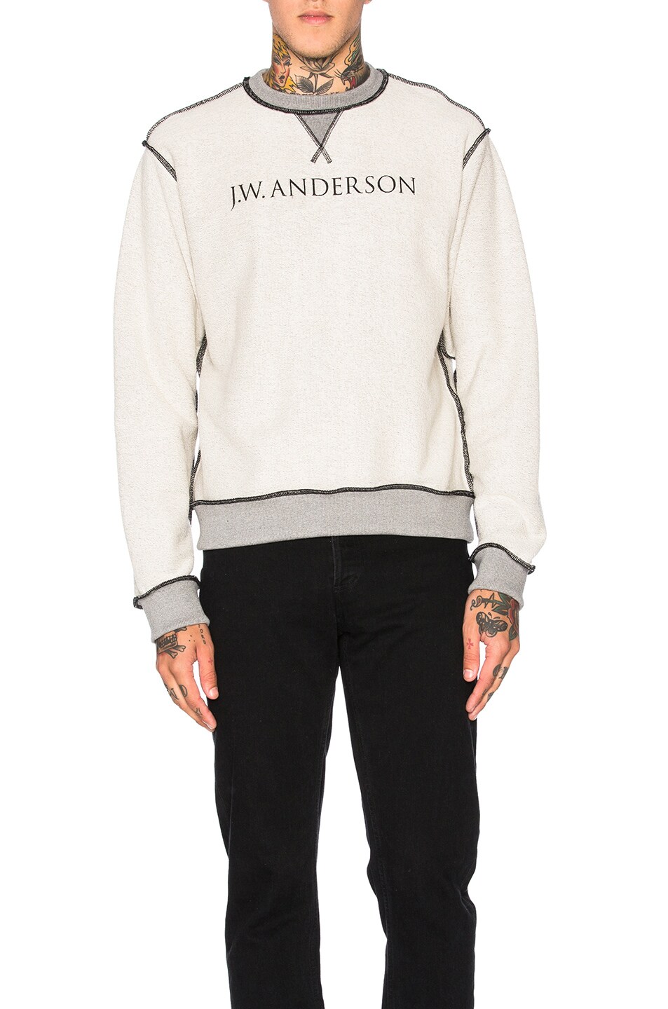 Image 1 of JW Anderson Inside Out Logo Sweater in Grey