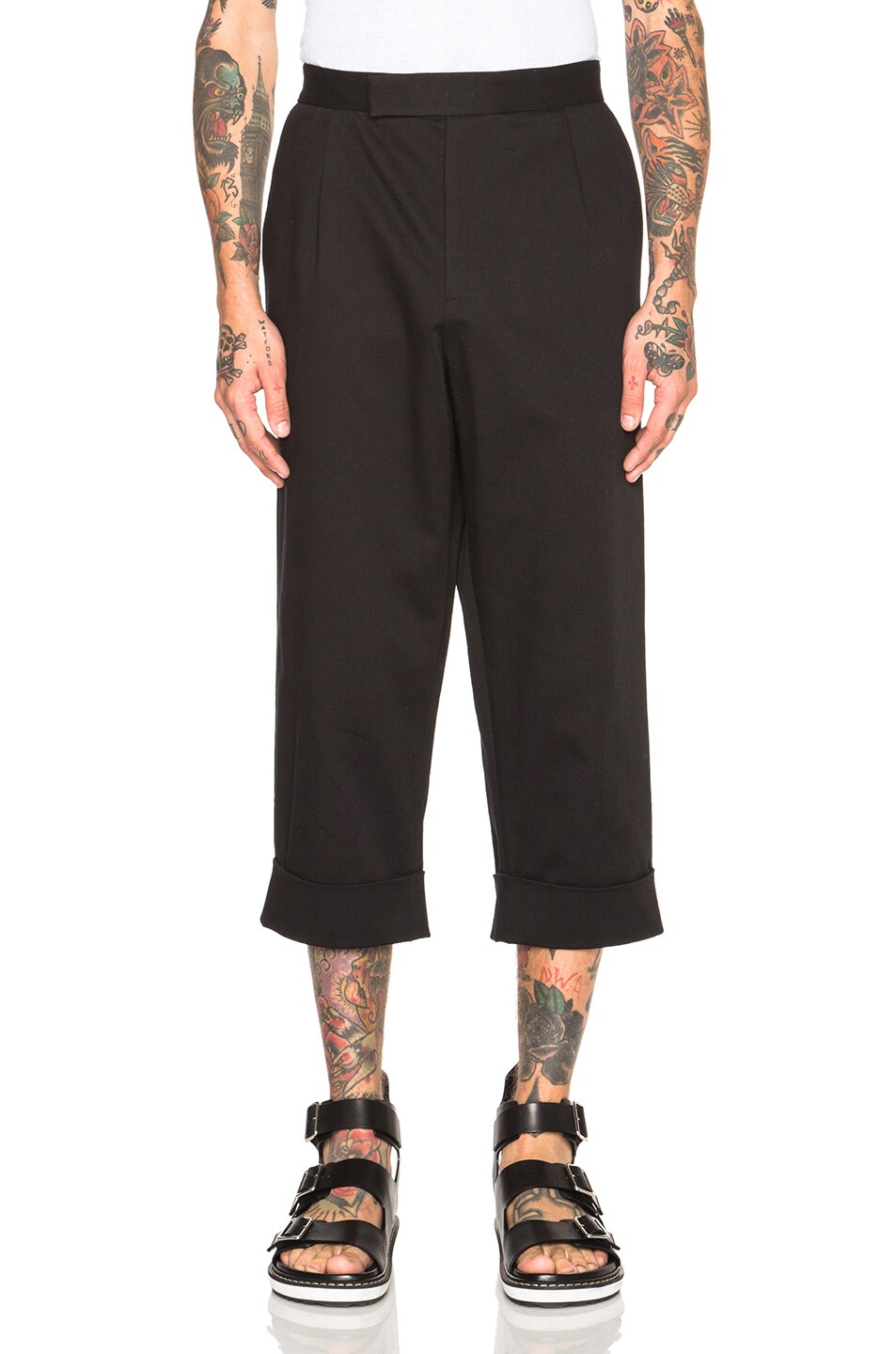 Image 1 of JW Anderson Crop Pleat Back Trousers in Black