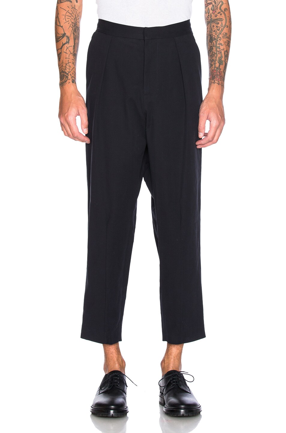 Image 1 of JW Anderson Pleat Back Trousers in Navy