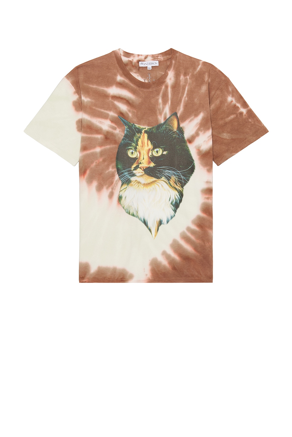 Image 1 of JW Anderson Cat Print Tie Dye T-Shirt in Tobacco