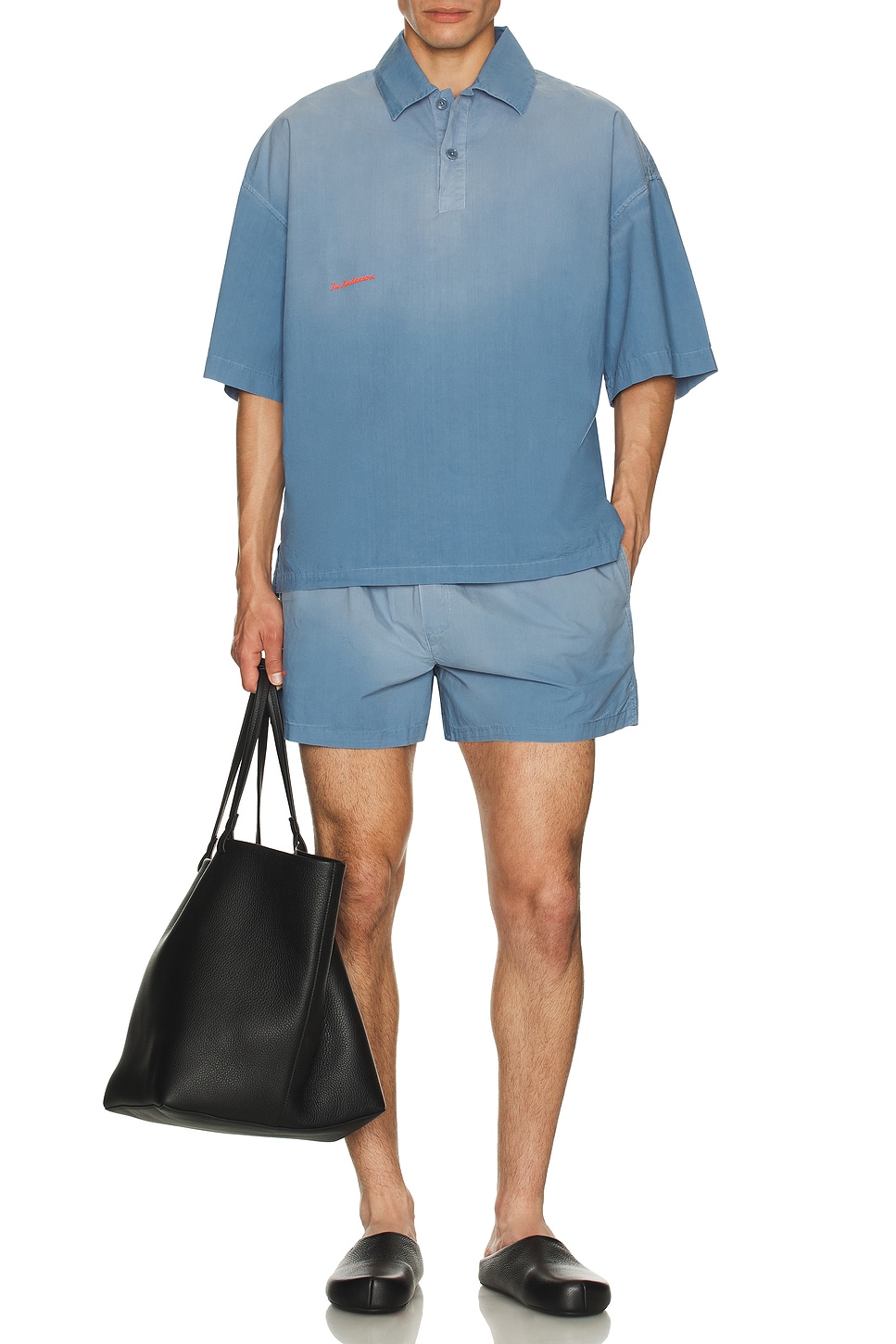 Image 1 of JW Anderson Short Sleeve Polo Shirt in Light Blue