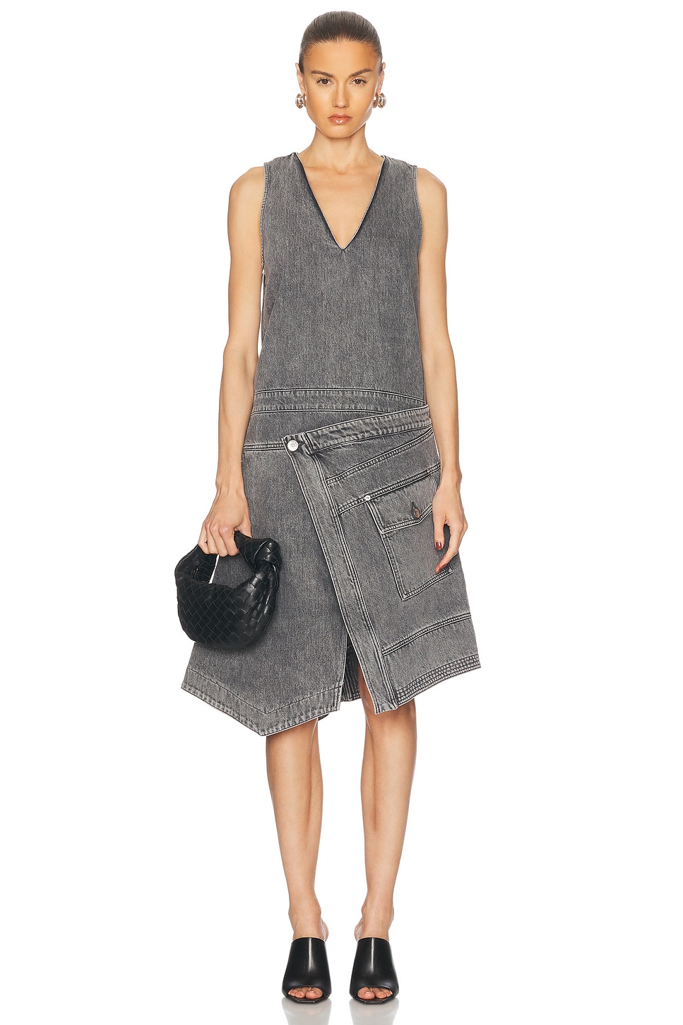 Image 1 of JW Anderson Mini Wrap Dress in Grey