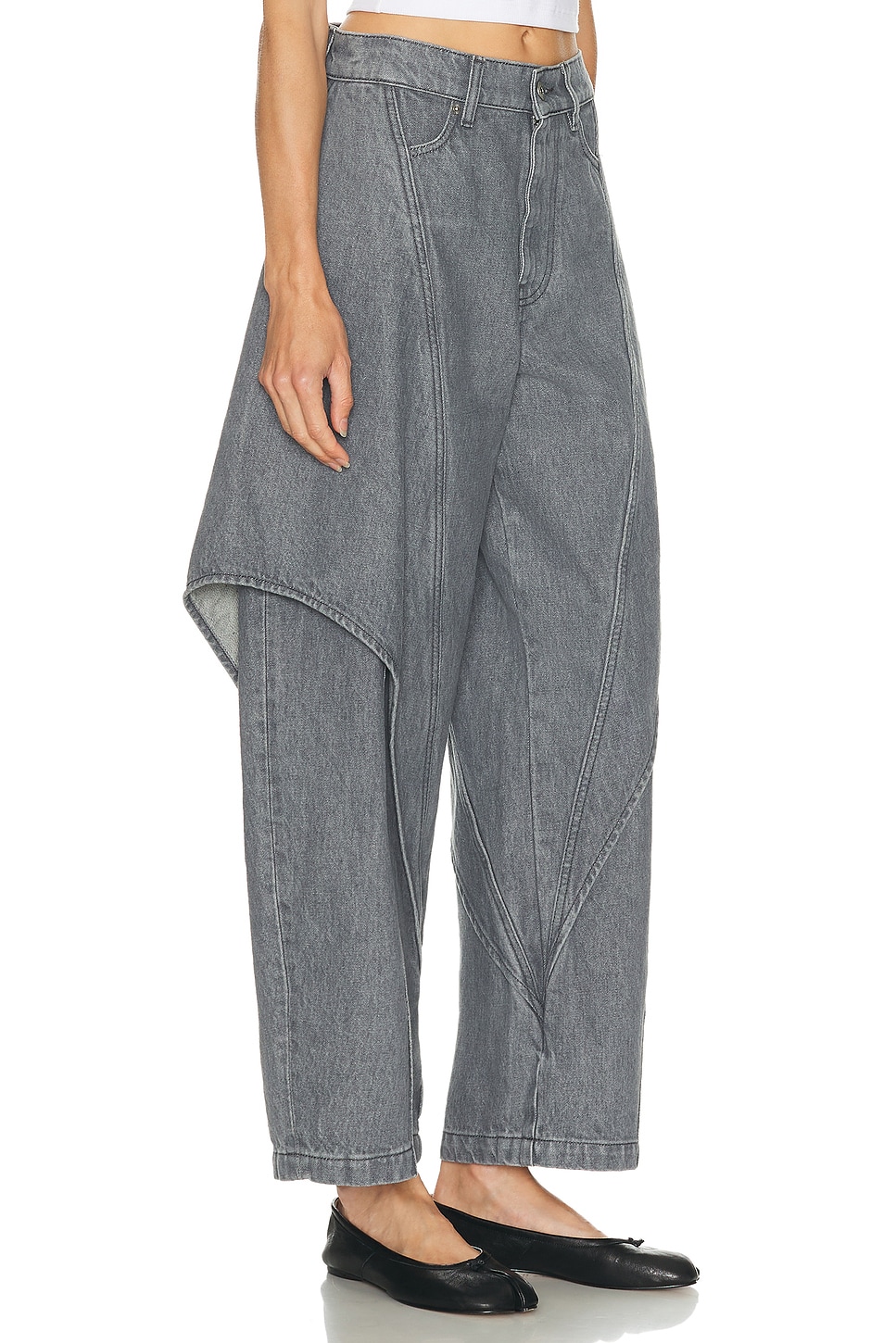 Jw Anderson Cropped Sculptural Jeans Light Grey In Gray