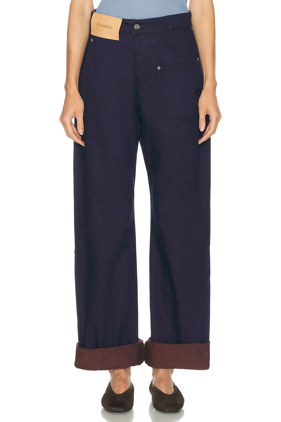 Jw Anderson Turn Up Twisted Leg In Blue