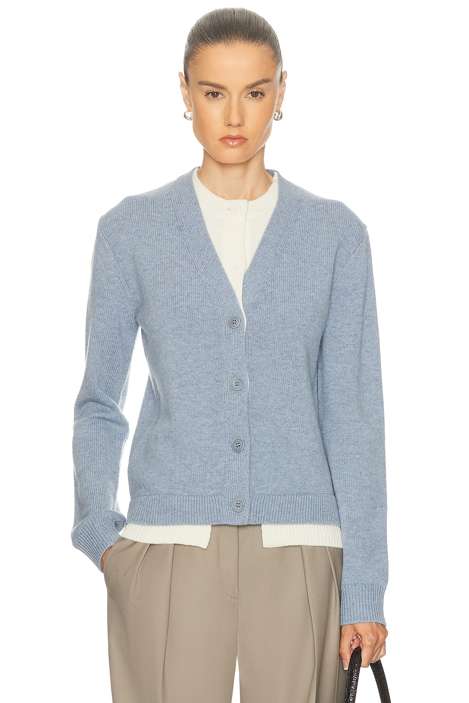 Image 1 of JW Anderson Contrast Layered Cardigan in Blue Melange