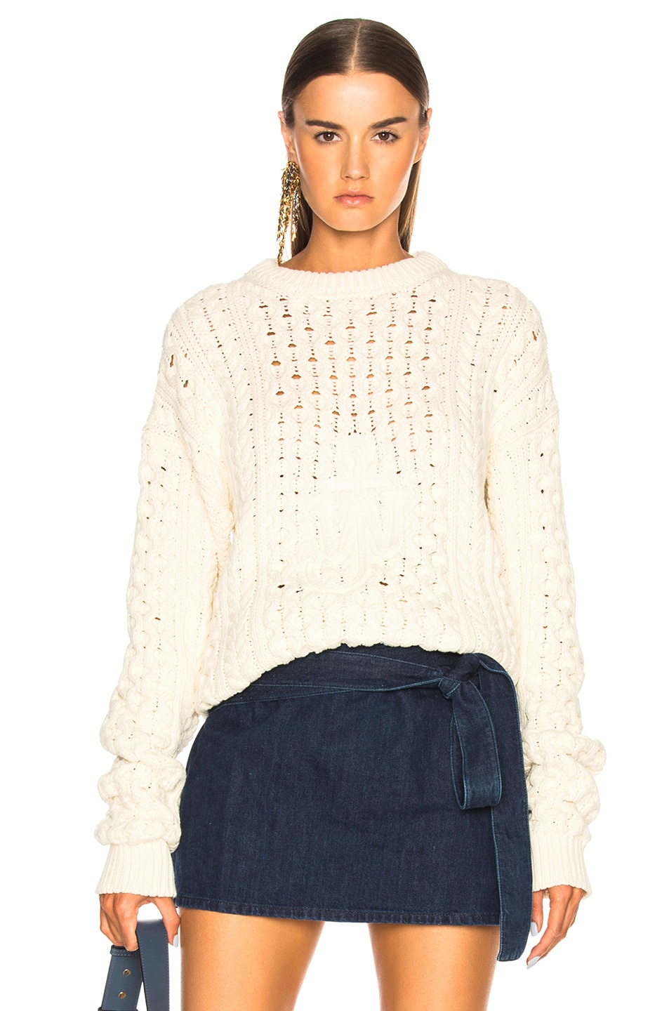 Image 1 of JW Anderson Cable Jumper With Jwa Embroidery in Off White