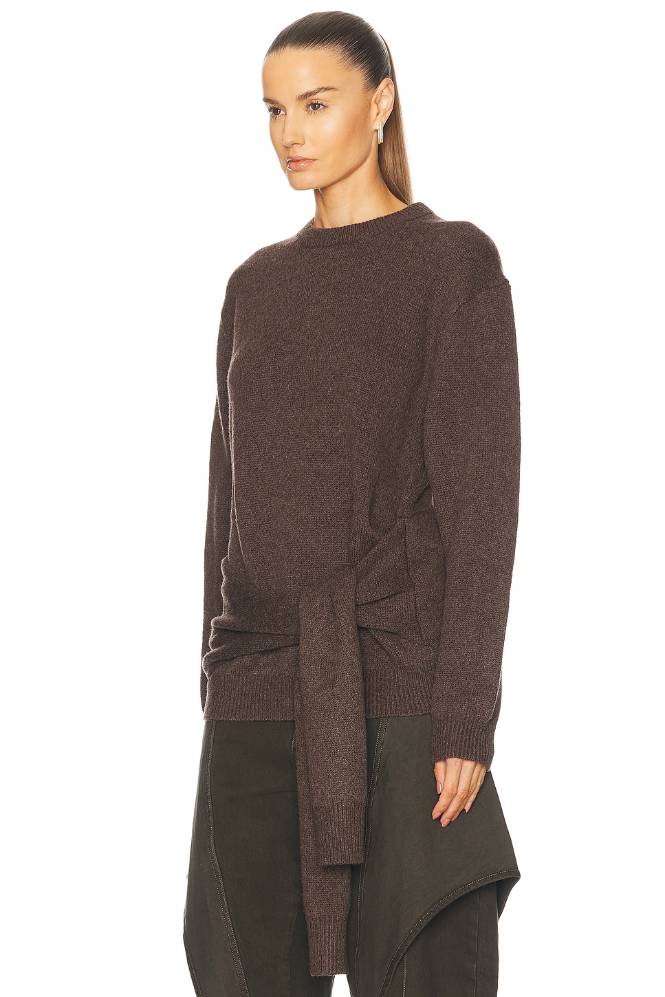 Image 3 of JW Anderson Draped Tie Front Sweater in Smoke
