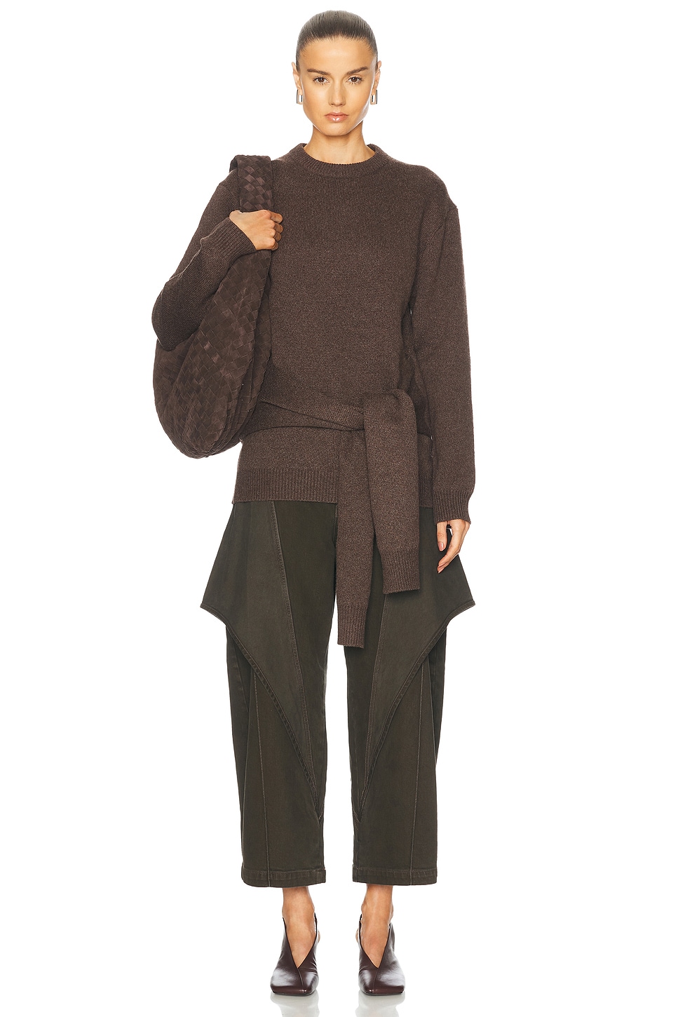 Image 5 of JW Anderson Draped Tie Front Sweater in Smoke