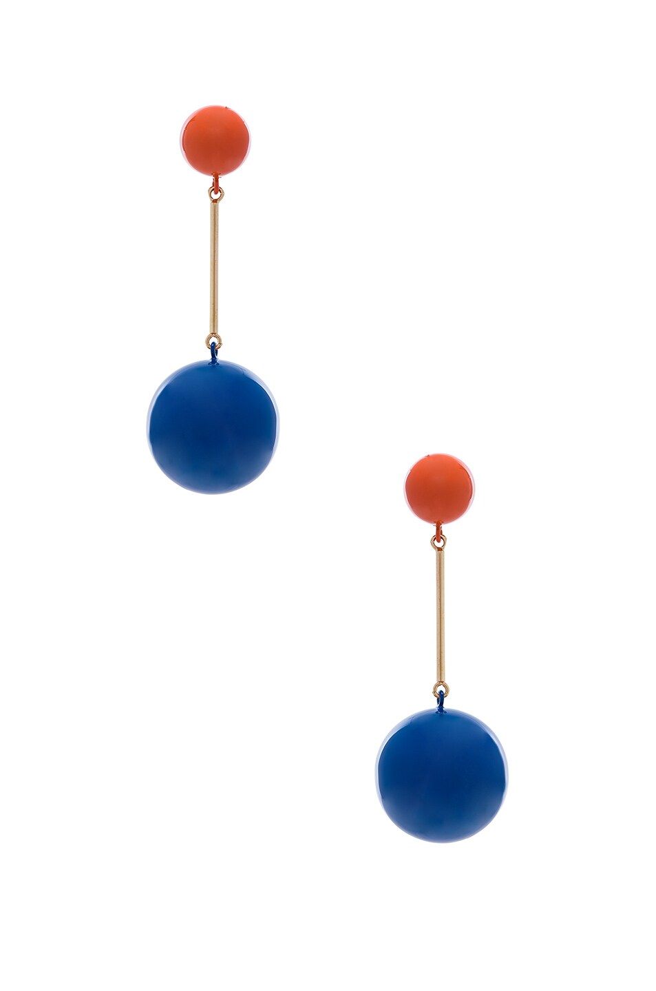 Image 1 of JW Anderson Sphere Drop Earring in Tangerine & Cobalt