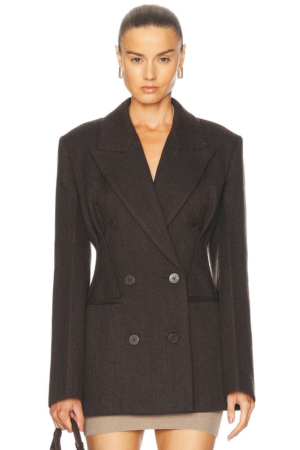 Image 1 of JW Anderson Hourglass Double Breasted Blazer in Brown