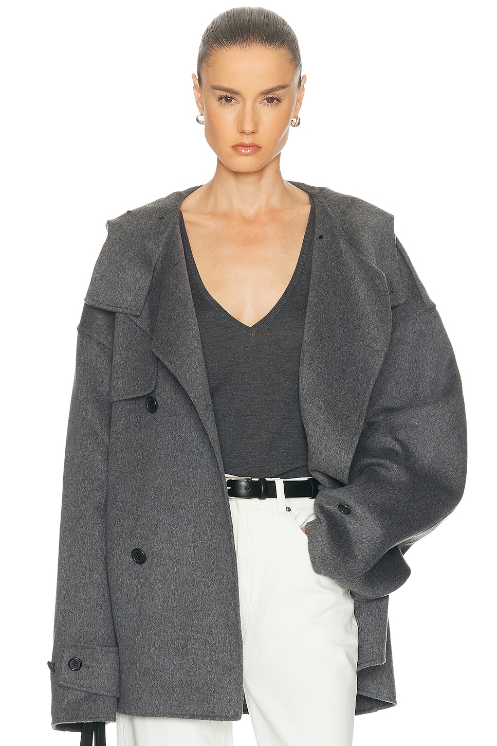 Image 1 of JW Anderson Oversized Peacoat in Charcoal Melange