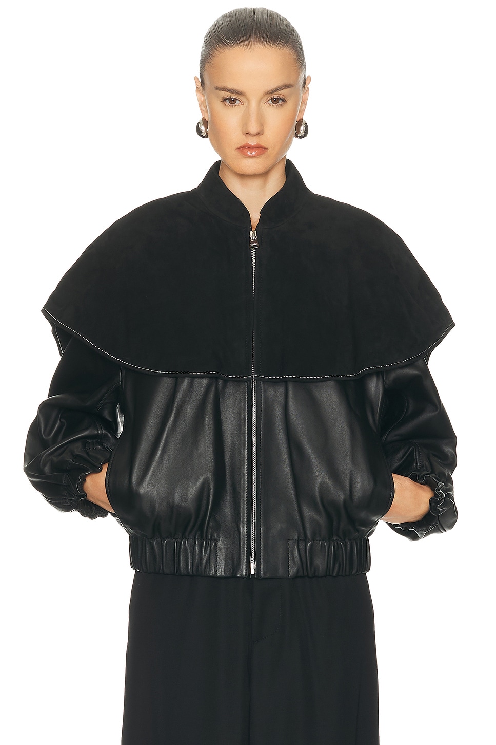 Jw Anderson Oversized Collar Bomber Jacket In Black