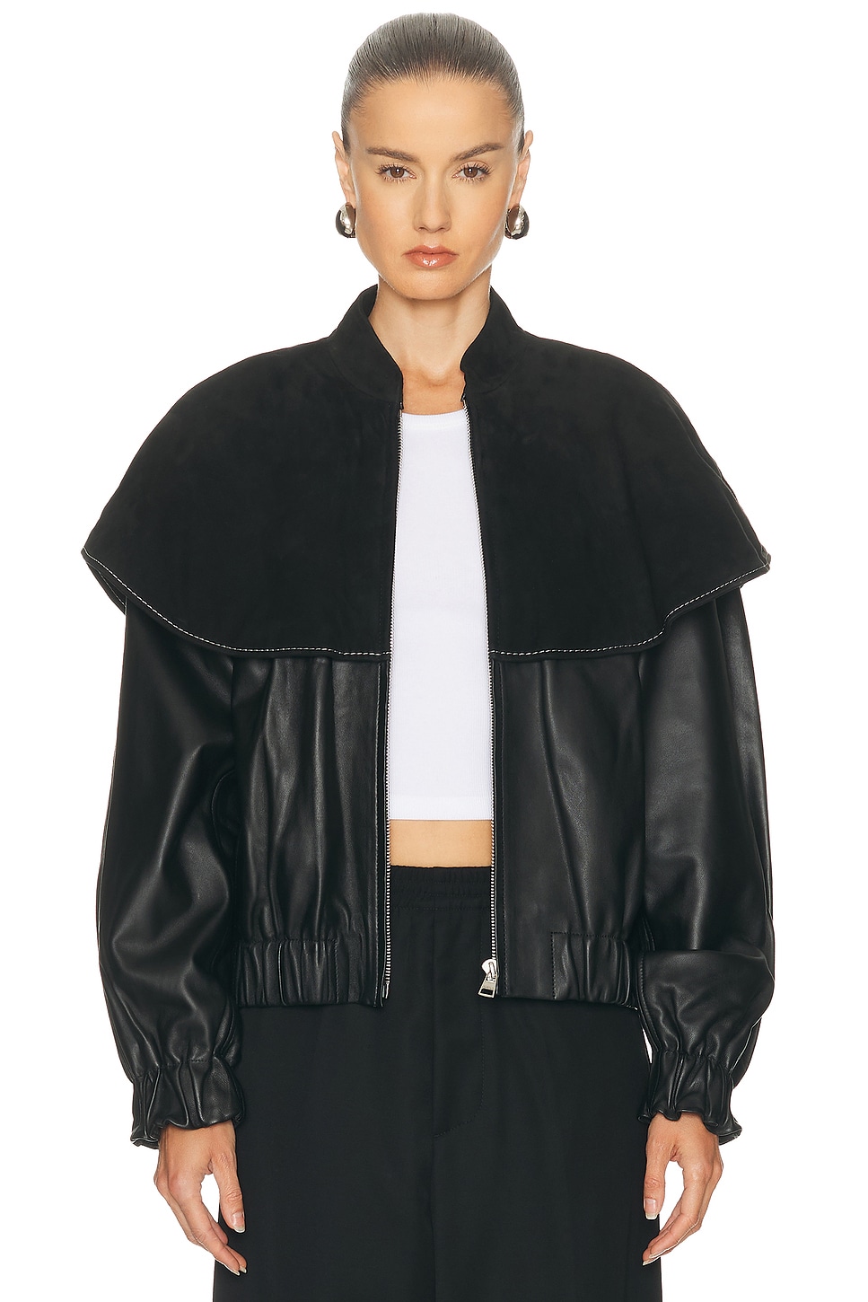 Jw Anderson Oversized Collar Bomber Jacket In Black