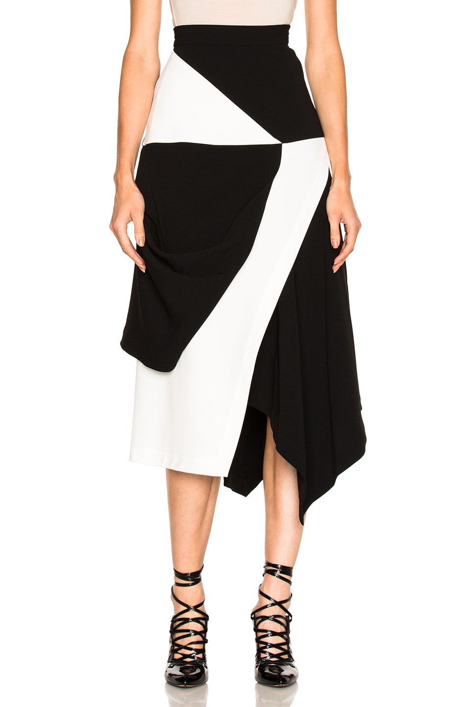 Image 1 of JW Anderson Contrast Asymmetric Skirt in Black