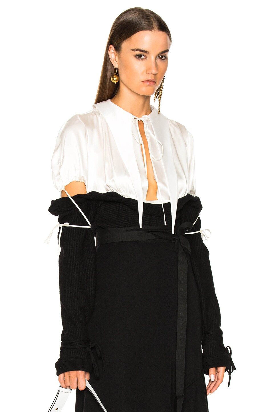 Image 1 of JW Anderson Silk & Knit Mix Top in Off White