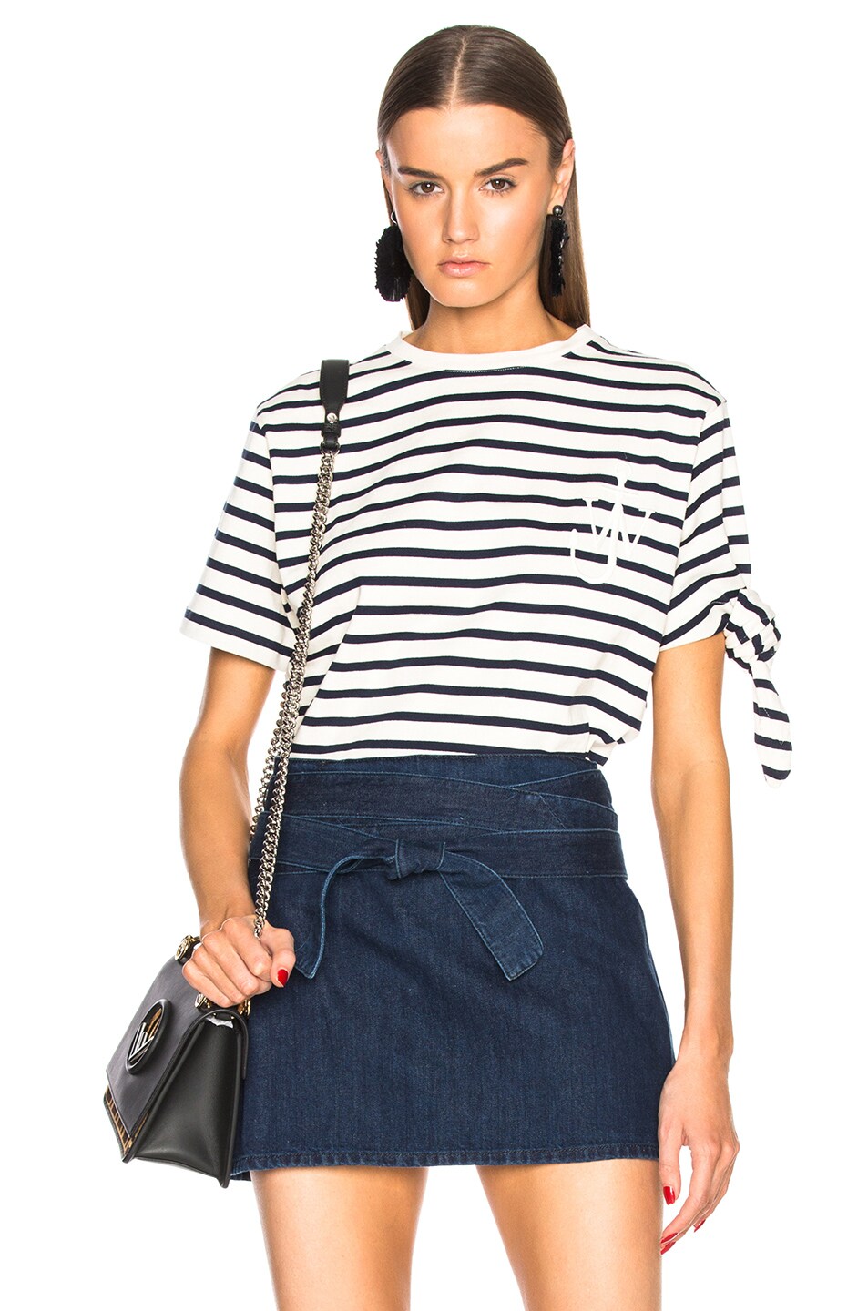Image 1 of JW Anderson Breton Stripe Knot T-Shirt in Off White