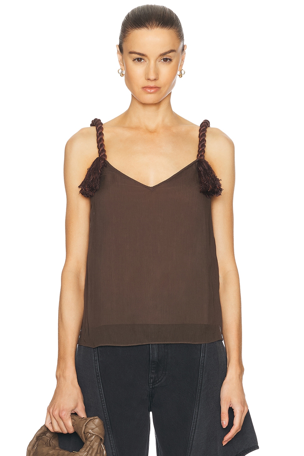 Image 1 of JW Anderson Tassel Strap Camisole Top in Dark Brown