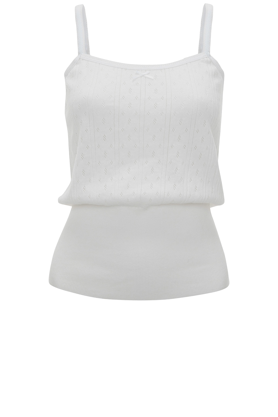 Pointelle Straight Neck Top in White