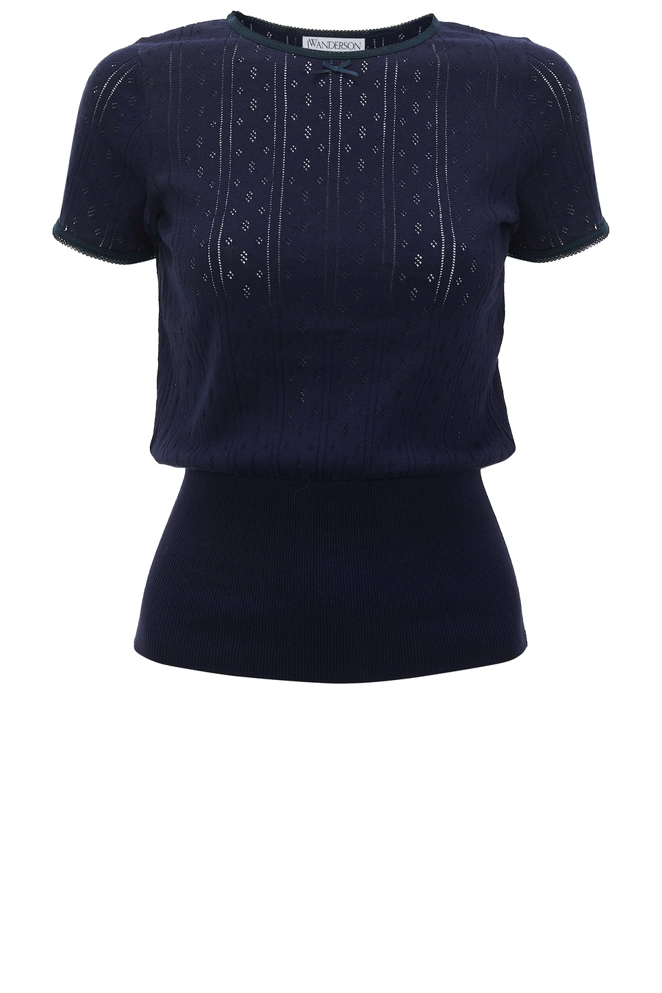 Pointelle Cap Sleeve Top in Navy