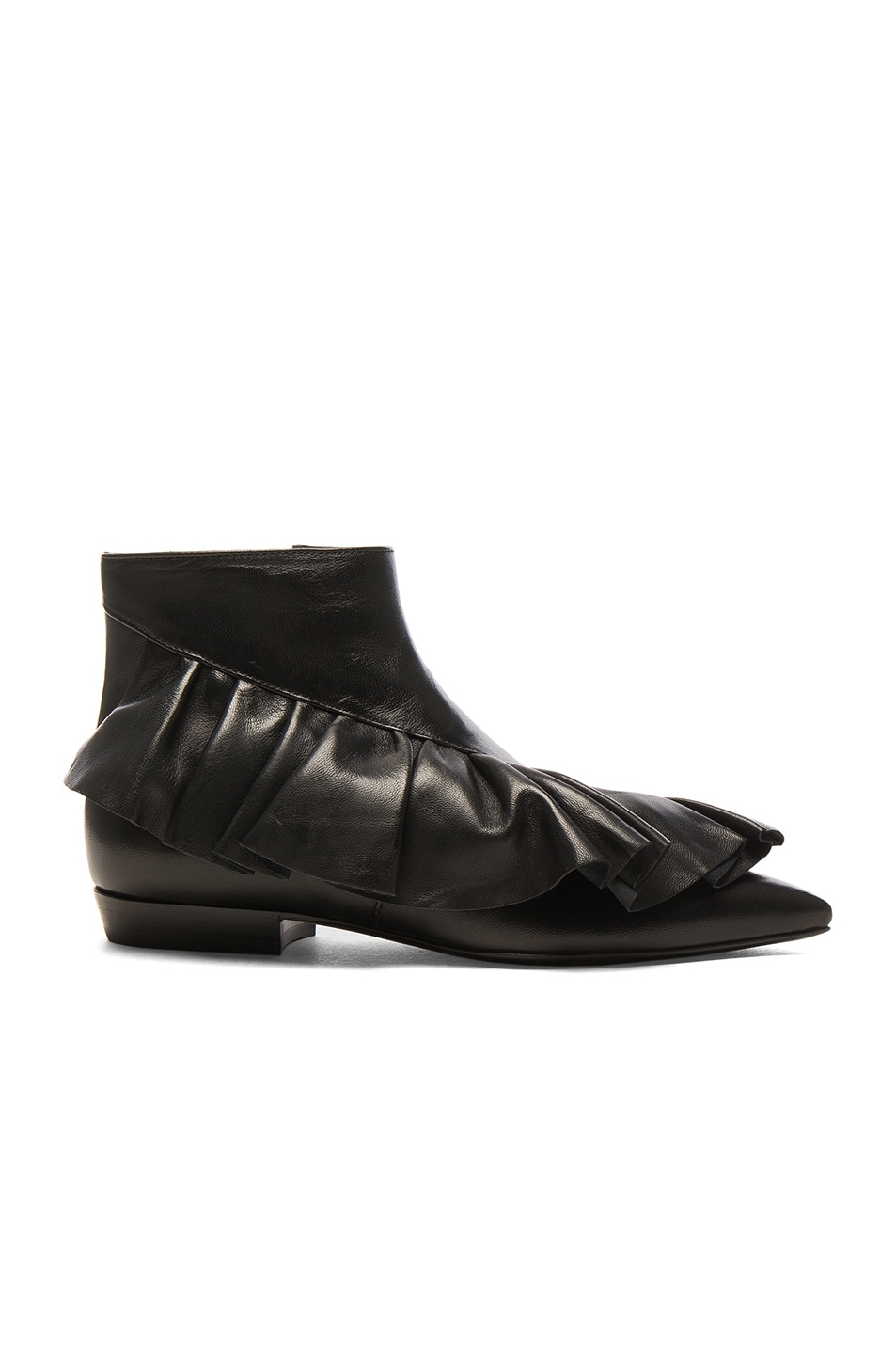 Image 1 of JW Anderson Leather Ruffle Booties in Black