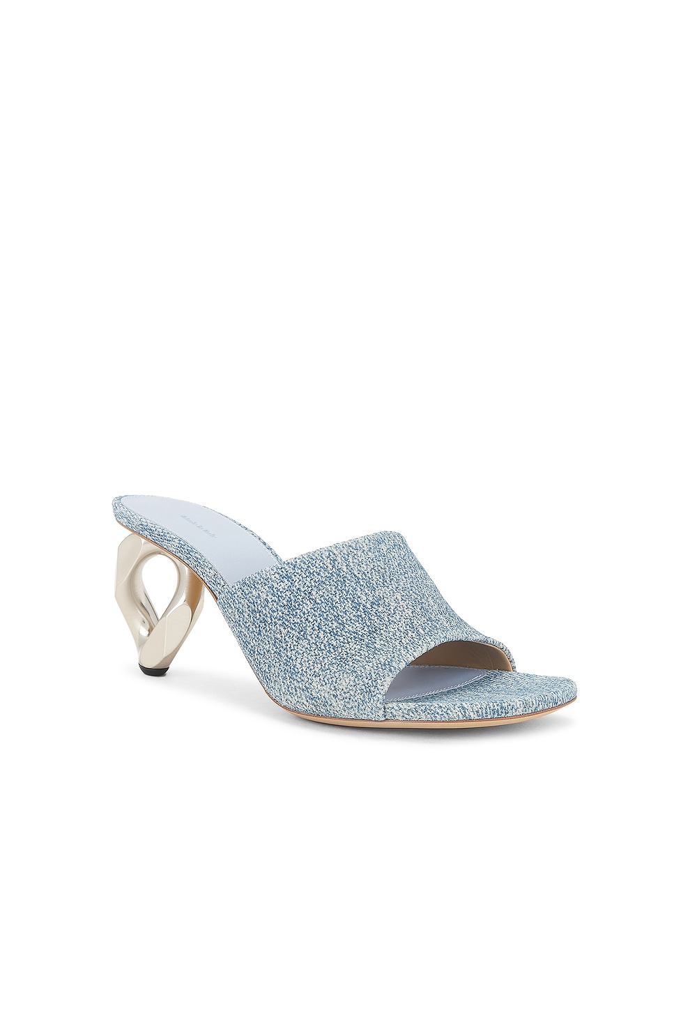 Jw Anderson 80mm Chain-heel Leather Mules In Blue
