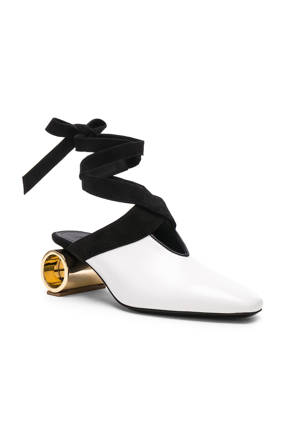 JW Anderson Cylinder Heel Leather Ballet Shoes in White | FWRD