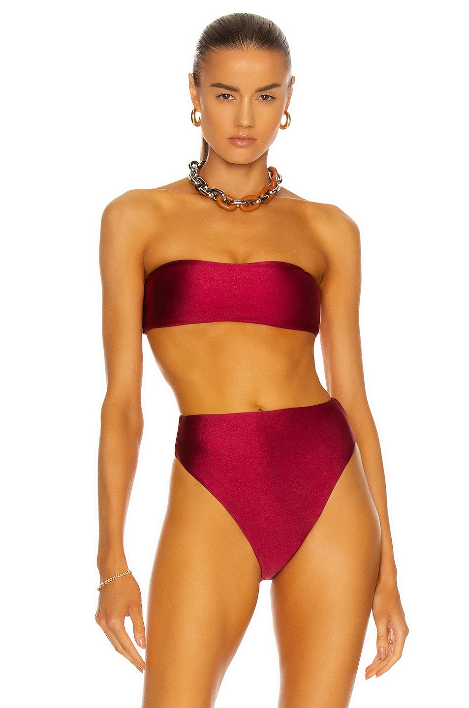 Image 1 of JADE SWIM All Around Bandeau Bikini Top in Sangria Sheen