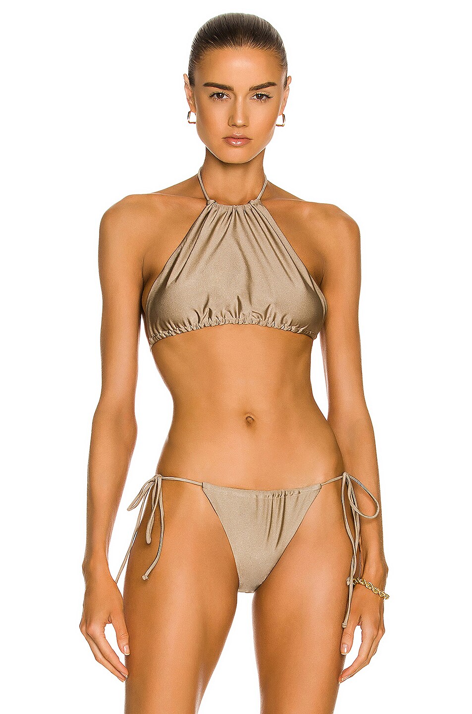 Image 1 of JADE SWIM Gia Bikini Top in Taupe Sheen